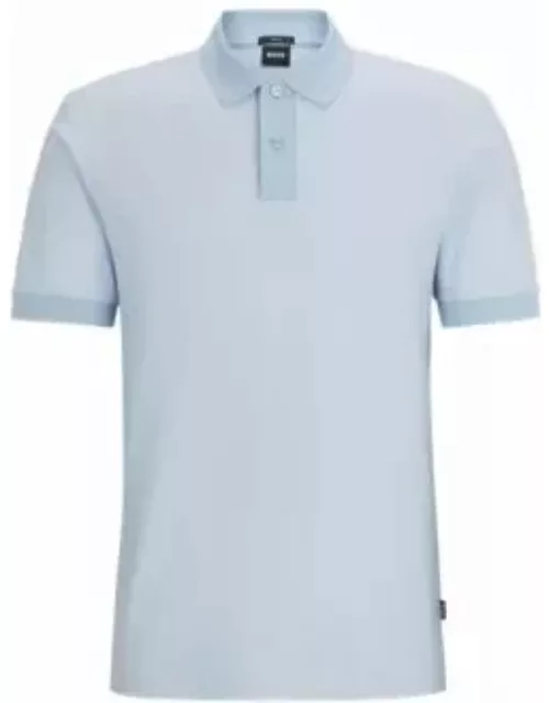 Slim-fit polo shirt in two-tone mercerized cotton- Light Blue Men's Polo Shirt