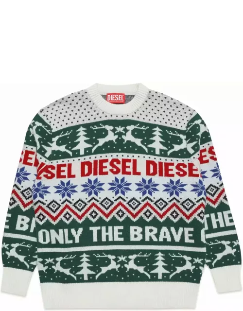Diesel Kerry Chr Over Knitwear Wool-blend Sweater With Christmas Pattern