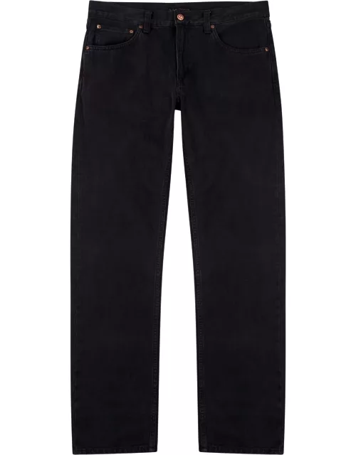 Nudie Jeans Gritty Jackson Black Straight-leg Jeans, Jeans, Faded