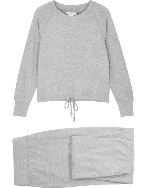Ugg Gable Brushed Knit Pyjama Set, Nightwear, Crew Neck - Grey