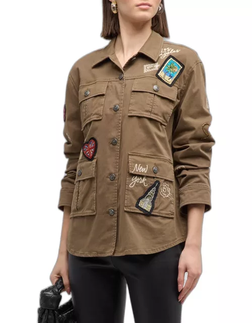All Around the World Vera Embroidered Patch Jacket