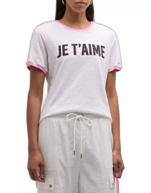 Two-Tone Je T'aime Short-Sleeve Cotton T-Shirt