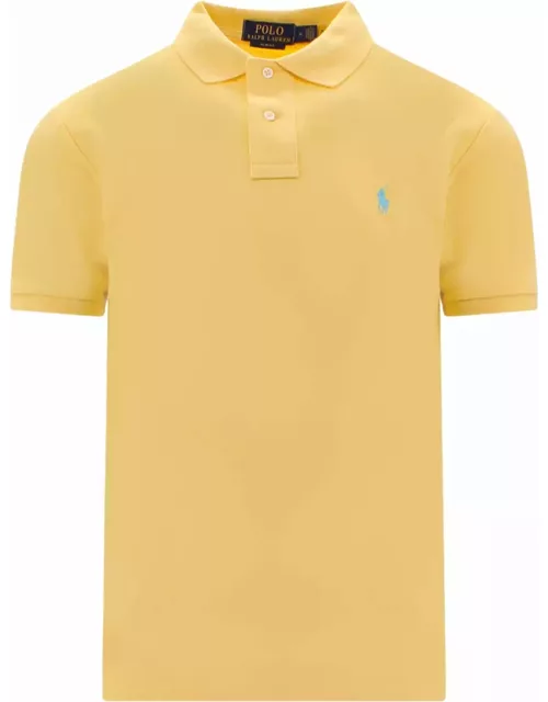 Polo Ralph Lauren Yellow And Light Blue Slim-fit Pique Polo Shirt