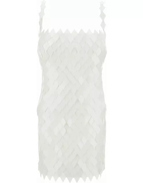 The Attico rue Mini Milk White Dress With Rhombus Sequins In Rayon Woman