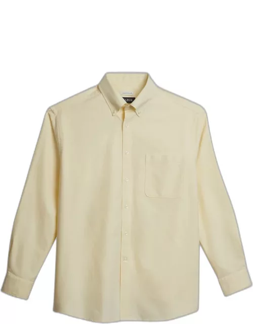 JoS. A. Bank Big & Tall Men's Traditional Fit Button-Down Collar Oxford Casual Shirt , Pale Yellow, LARGE TAL