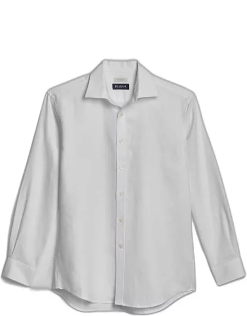 JoS. A. Bank Men's Tailored Fit Linen-Blend Casual Shirt, White, X Large