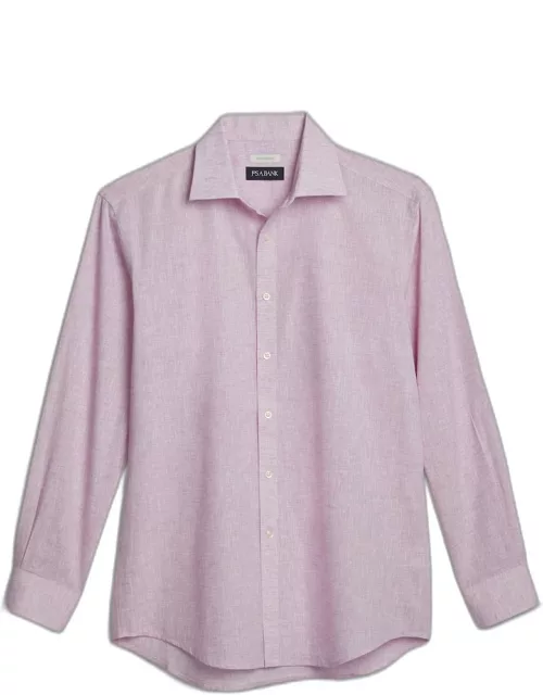 JoS. A. Bank Men's Tailored Fit Linen-Blend Casual Shirt, Pink, Mediu