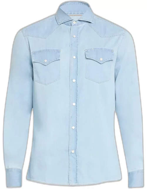 Men's Slim-Fit Cotton Western Button-Down Shirt
