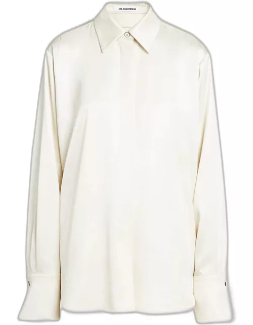 Wide-Cuff Relaxed Button-Front Shirt