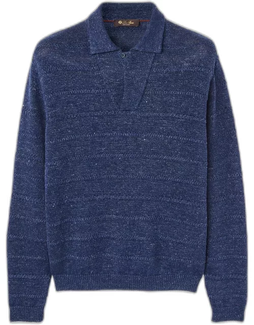 Men's Shibumi Linen-Cotton Polo Sweater