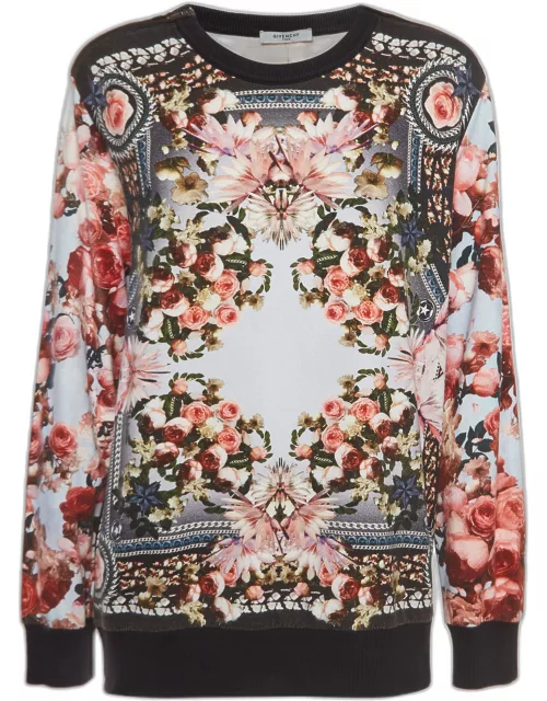 Givenchy Multicolor Roses and Birds of Paradise Cotton Knit Sweatshirt