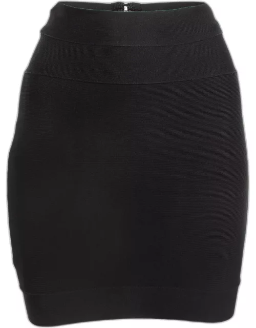 Herve Leger Black Bandage Knit Mini Skirt
