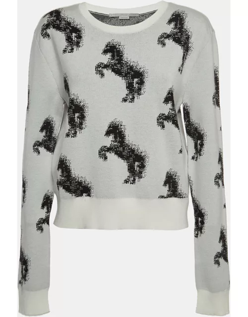 Stella McCartney Grey/ Black Pixel Horse Intarsia Knit Sweatshirt