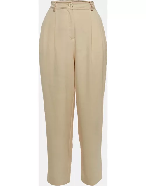 See by Chloe Beige Crepe Stitch Detail Tapered Trousers