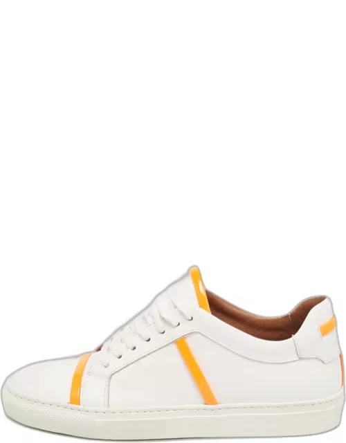 Malone Souliers White/Neon Orange Leather and Patent Deon Sneaker