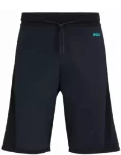 Regular-fit shorts with contrasting logo print- Dark Blue Men's Short