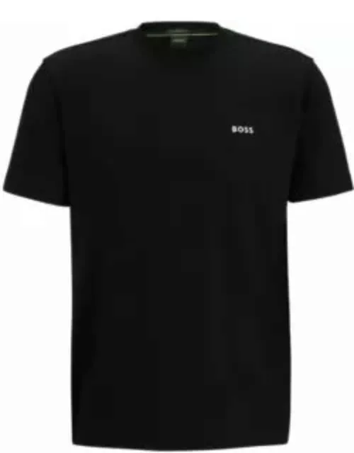 Stretch-cotton regular-fit T-shirt with contrast logo- Black Men's T-Shirt