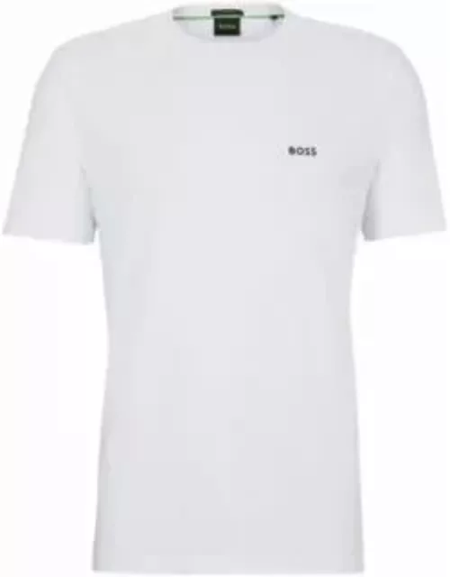 Stretch-cotton regular-fit T-shirt with contrast logo- White Men's T-Shirt