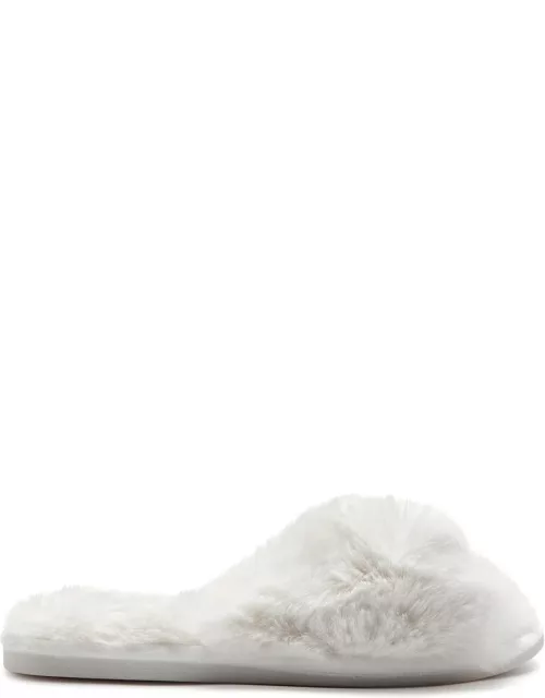 Eberjey Plush Cross-over Faux fur Slippers - Ivory