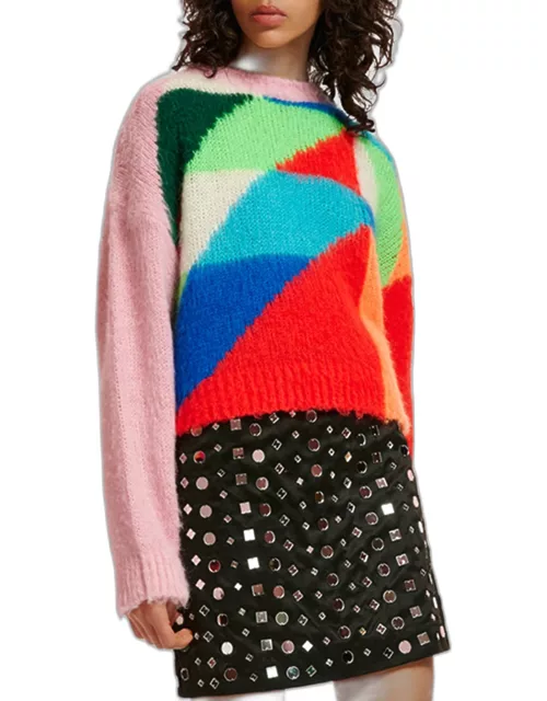 Efancy Multicolor Geometric Intarsia-Knit Sweater