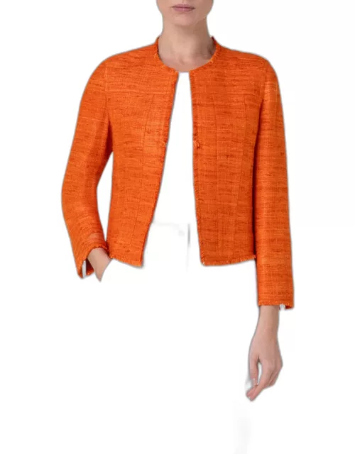 Boxy Silk Long-Sleeve Jacket