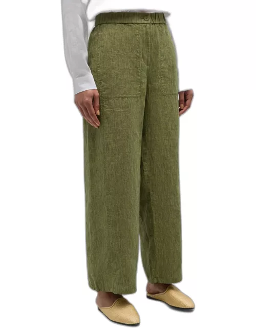 Cropped Wide-Leg Organic Linen Pant