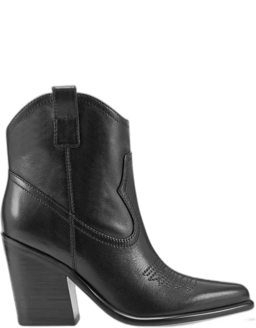 Leather Western Ankle Bootie