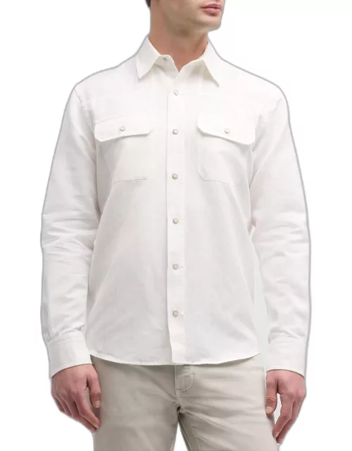 Men's Cotton-Linen Western Button-Down Shirt