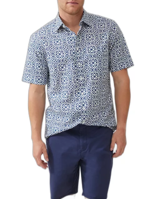 Men's Becksley Geometric-Print Short-Sleeve Shirt