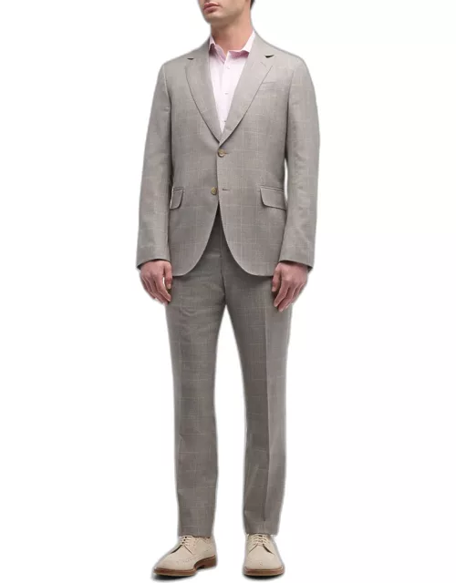 Men's Tailored Fit Wool Check Two-Button Suit