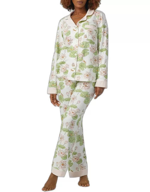Floral-Print Cotton Jersey Pajama Set