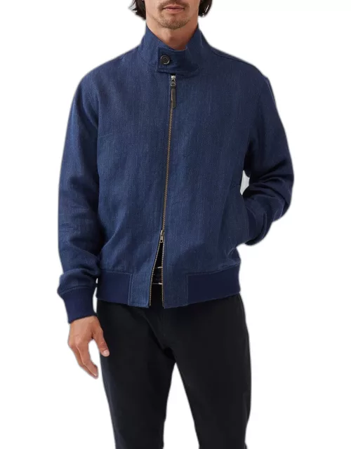 Men's Cascades Linen-Wool Bomber Jacket