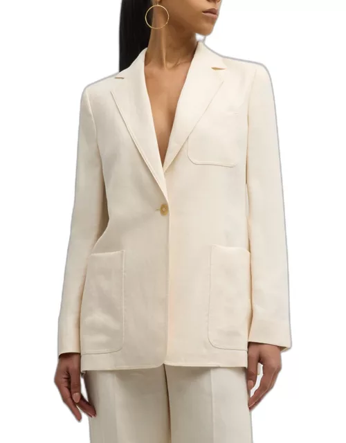 Boemia Cotton-Blend Single-Breasted Blazer Jacket