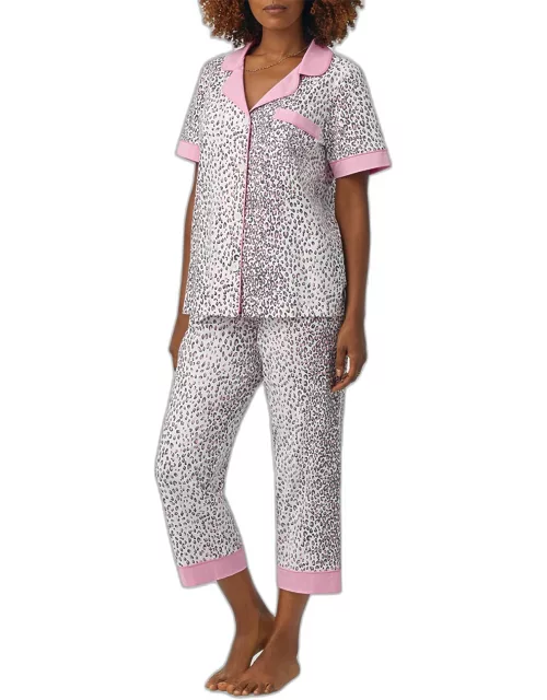Cropped Heart-Print Pajama set