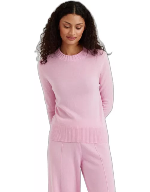 Pink-Lemonade Wool-Cashmere Cropped Sweater