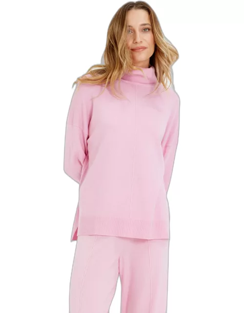 Pink-Lemonade Wool-Cashmere Rollneck Sweater