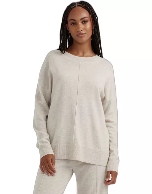 Light-Oatmeal Wool-Cashmere Slouchy Sweater