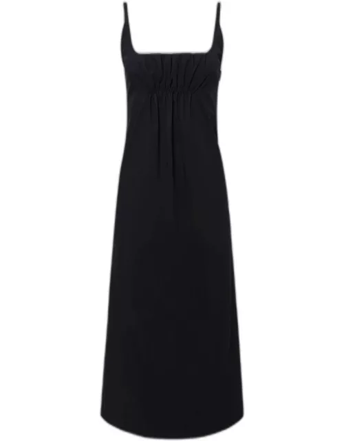 Jerry Square-Neck Ruched Midi Dres