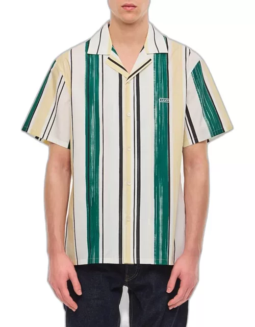 Lanvin Silk Printed Bowling Shirt Green