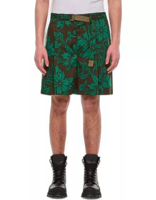 Sacai Floral Print Shorts Green