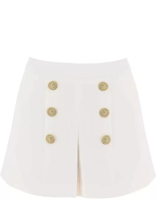 BALMAIN crepe shorts with embossed button