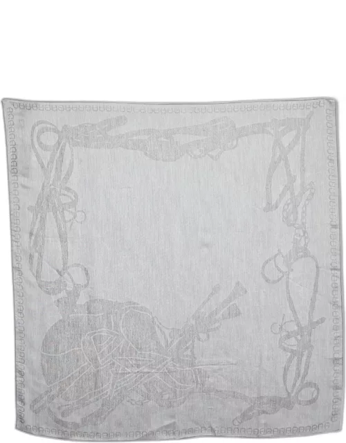 Aigner Grey Logo Print Silk Blend Seasonal Scarf