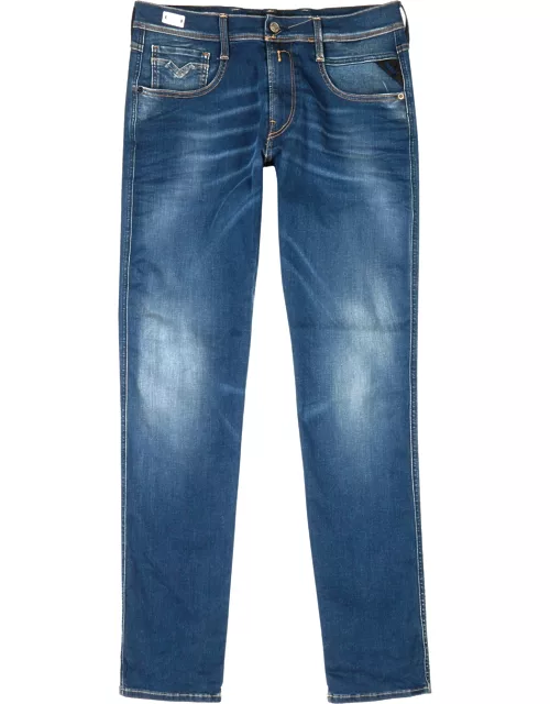 Replay Anbass Hyperflex Re-Used Blue Slim-leg Jeans - Mid Blu - W30/