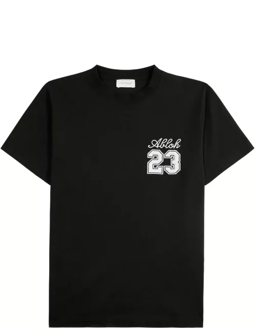 Off-white 23 Logo-embroidered Cotton T-shirt - Black And White