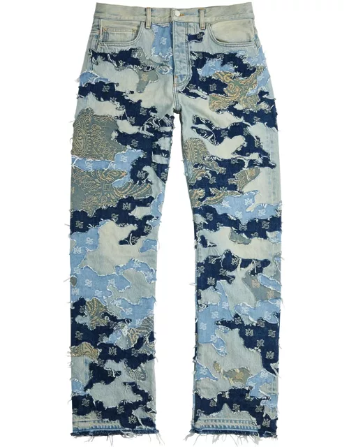 Amiri Patchwork Camouflage Straight-leg Jeans - Blue - 36 (W36 / XL)