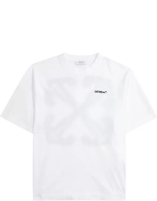 Off-white Tattoo Arrow Logo-embroidered Cotton T-shirt - White And Black