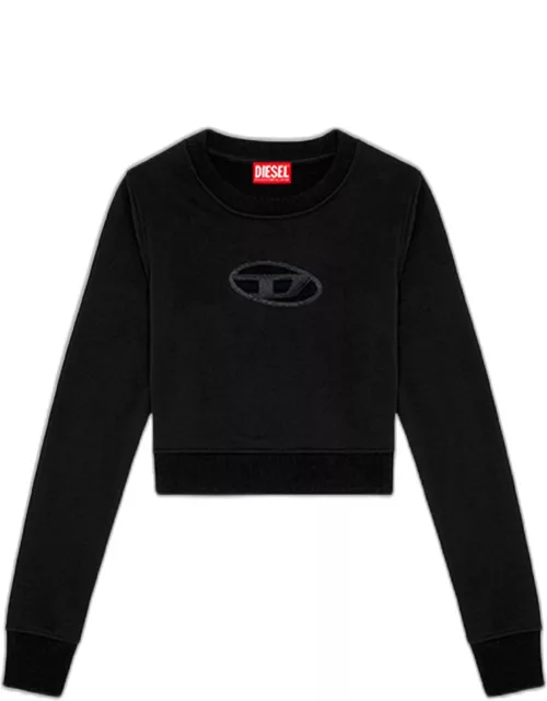 Diesel F-slimmy-od Black cropped sweatshirt with cut-out logo - F Slimmy Od