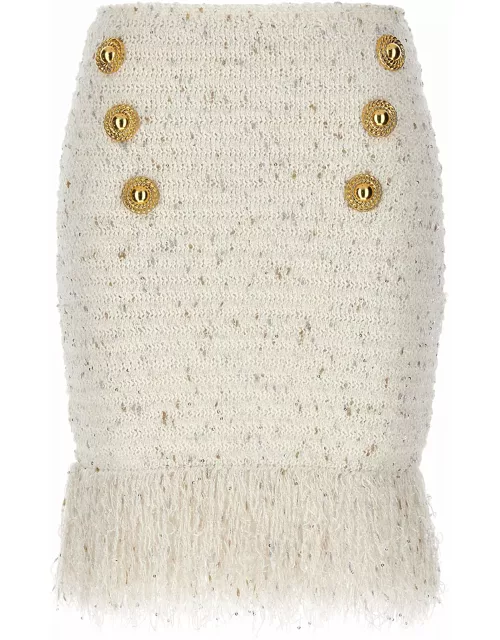 Balmain fringed Tweed Skirt