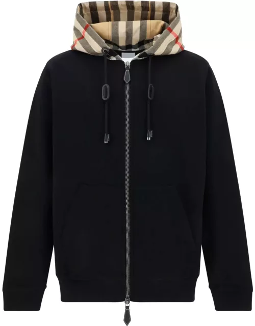 Burberry Check Detailed Zipped Drawstring Hoodie