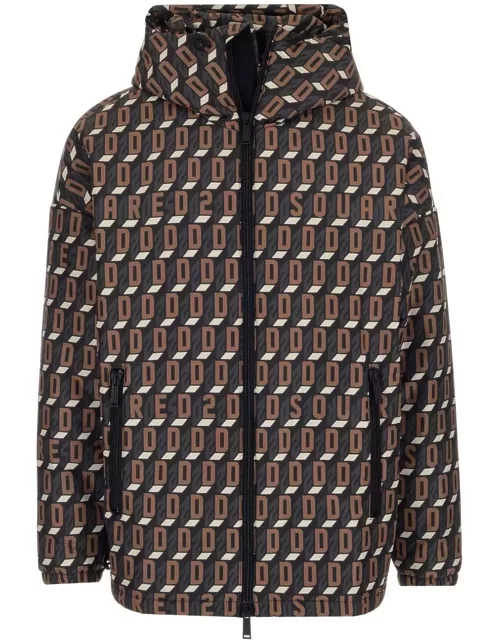 Dsquared2 All Over Print Hooded Jacket
